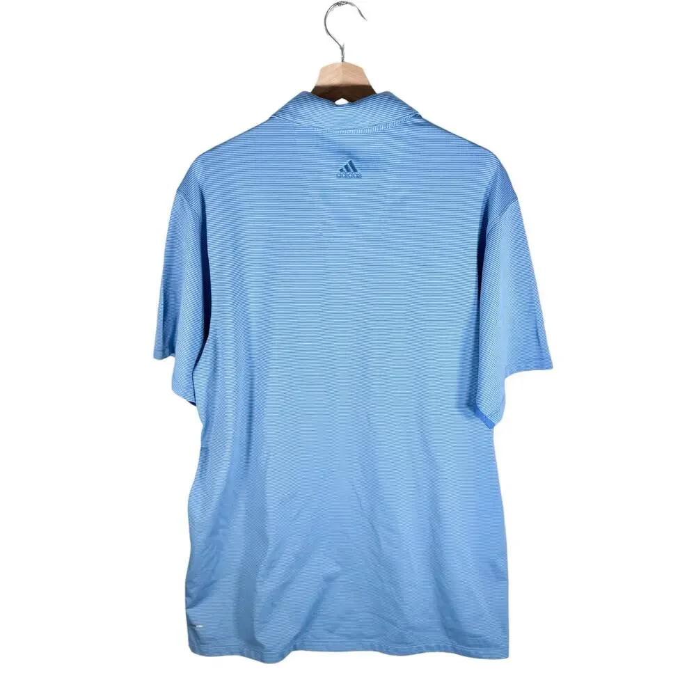 Adidas Climacool Men's Large Blue Striped Tiburon Golf Club Naples S/S Polo